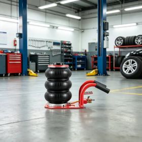 3 Ton/6600 lbs Triple Bag Air Jack with Six Steel Pipes, 17.7" Fast Lifting Pneumatic Jack with Side Handles, 3-5s Lift, Red, for Car & Garage Repair