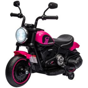 6V Kids Motorcycle with Training Wheels, Foot Pedal, Headlight, Music, Forward/Reverse, Single-Button Start, Pink