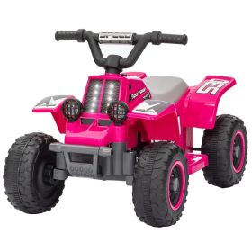 6V Kids ATV Quad, 4 Wheeler Battery Powered Electric Ride on Car w/ Lights, Forward Backward, Pink