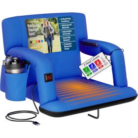 Alpcour Heated Reclining Stadium Seat For Bleachers With Back Support (Option: RoyalBlue-21Wide)