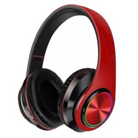 Super Bass Wireless Bluetooth Headphones Foldable Stereo Earphones Headsets Mic (Option: Red)