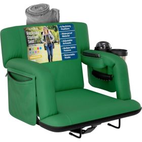 Alpcour Premium Reclining Stadium Seat For Bleachers With Back Support (Option: HunterGreen-21Wide)