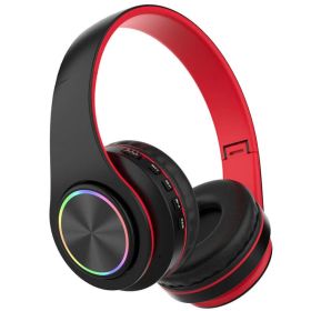Super Bass Wireless Bluetooth Headphones Foldable Stereo Earphones Headsets Mic (Option: Black & Red)
