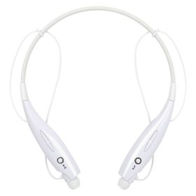 Wireless Stereo Headsets Sport Neckband Headphones In-ear Magnetic IPX4 Waterproof Earbuds With Built-in Mic Call Vibrate Alert Number Broadcast (Option: White)