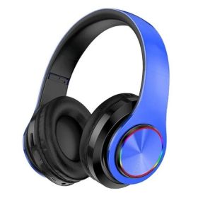 Super Bass Wireless Bluetooth Headphones Foldable Stereo Earphones Headsets Mic (Option: Blue)