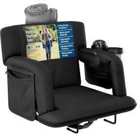 Alpcour Premium Reclining Stadium Seat For Bleachers With Back Support (Option: Black-21Wide)