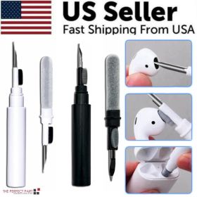 Cleaning Pen For Airpods Pro 1 2 Earphones Cleaner Kit Soft Brush Case Earbuds (Option: Black)