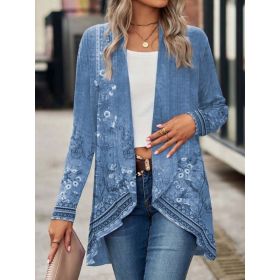 Shawl Small Suit Cardigan Outer Wear Ethnic Style (Option: Blue-M)